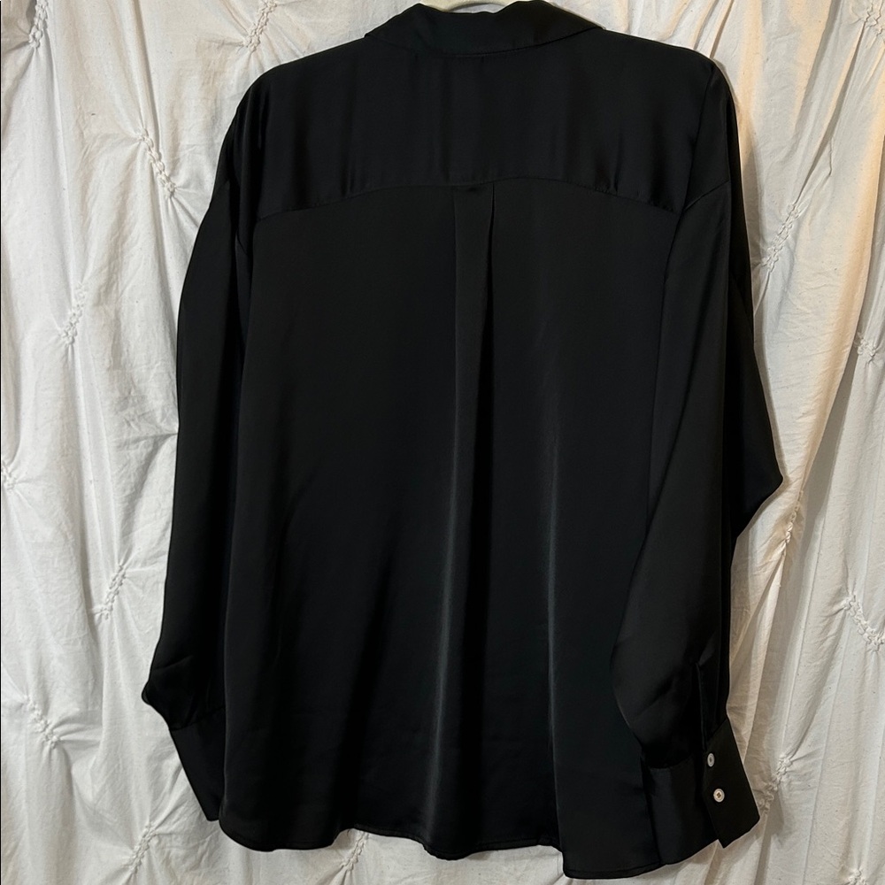 LOFT Women’s Elegant Black Button Down Silk Blouse - Picture 5 of 8